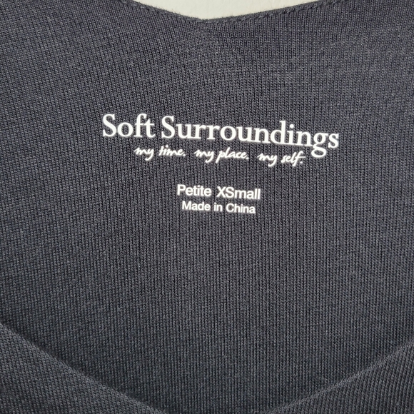 Soft Surroundings Black V-Neck Tie Waist Ruffle Hem Midi Dress XSP - Picture 4 of 11